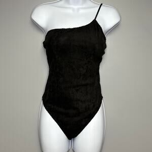 NWT VIX Paula Hermanny Black Scales Ana 1 Shoulder Full 1 Piece Swimsuit Sz M